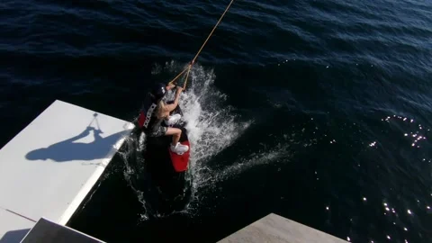Wake Boarder Girl Launch Stock Footage 200796445