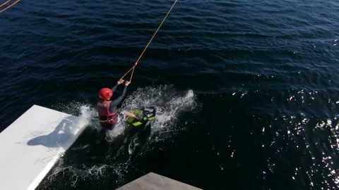 Wake Boarder Guy Launch Video stock 200796446