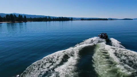 Wake Boarder- Headed into first bit of wake Stock Footage 141080081