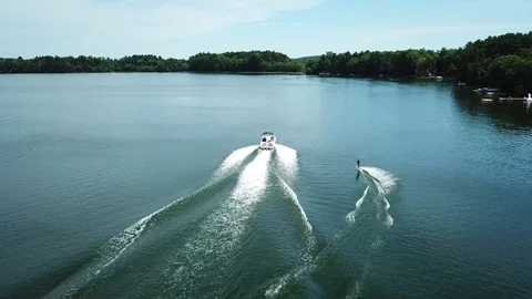 Wake boarding from above Video stock 94315828