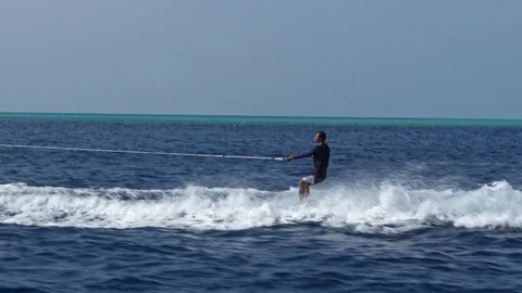 Wake boarding Is Fun Thing To Do On Summer Holidays Stock Footage 125863590