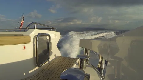 Wake of a boat navigating fast Stock Footage 68458958