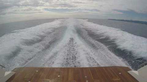 Wake of a boat navigating fast in the Mediterranean sea Stock Footage 67574256