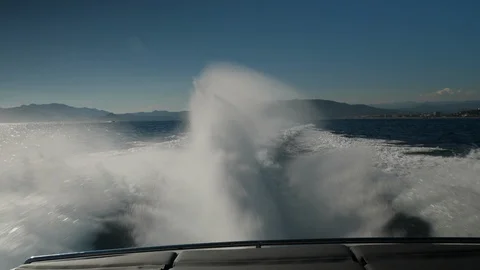 Wake of a boat with surface propellers. Stock Footage 121082809