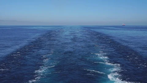 Wake of the cargo ship. Stock Footage 77363600