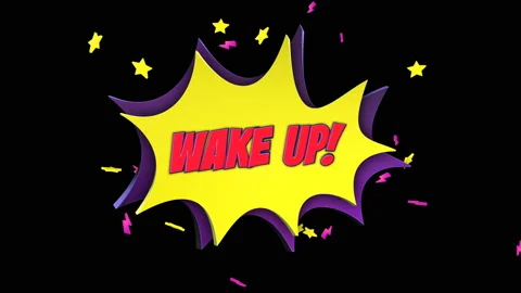 WAKE UP Comic Text Animation, with Alpha Matte, Loop Stock Footage 162964960