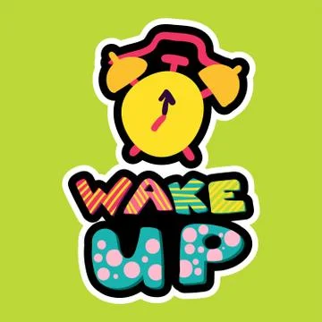 Wake up dash line sticker Stock Illustration