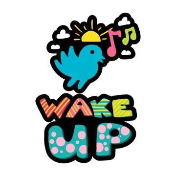 Wake up dash line sticker Stock Illustration