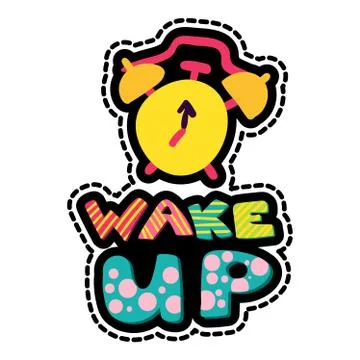 Wake up dash line sticker Stock Illustration