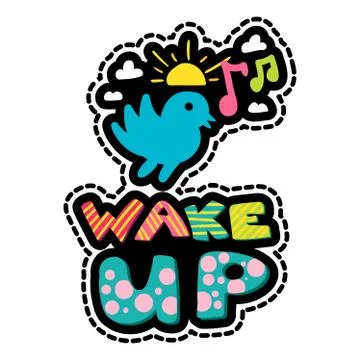 Wake up dash line sticker Stock-Illustration