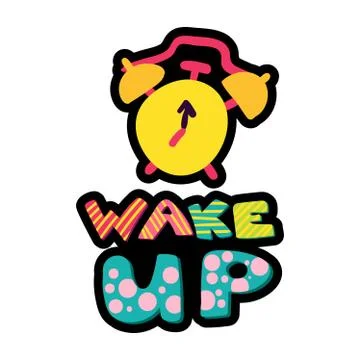 Wake up dash line sticker Stock Illustration