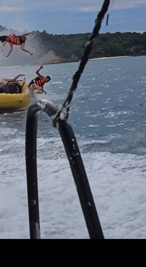 Wake Fail Flings Passengers, Boracay, Philippines - 03 Jun 2023 Stock Footage 245389339