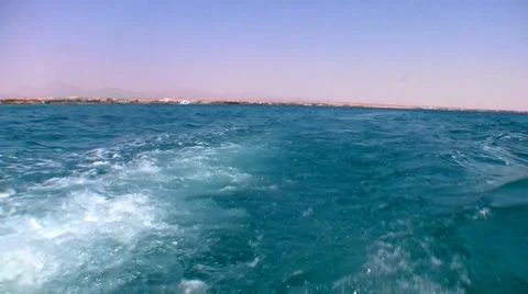Wake of fast moving motor boat, Red sea Stock Footage 7767182