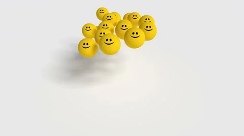Wake Up Jumping and bouncing slowly smiling balls. Isolated on white Stock Footage 43537972
