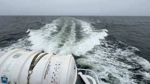 Wake of Large Boat on the Ocean Stock Footage 278687597