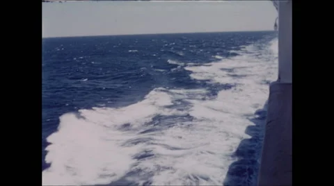 Wake of Large Ship in 1957 Video stock 48235156