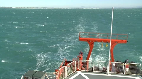 Wake pattern generated by the B.I.O. Hesperides when leaving Cadiz Stock Footage 46360422