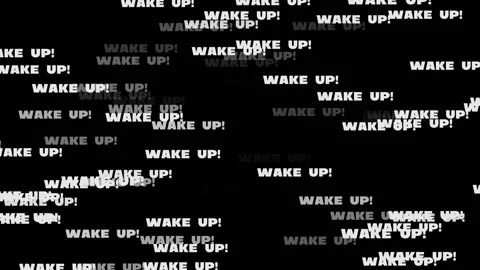 "Wake Up!" popping out of black background Stock Footage 161129452
