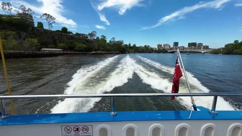 Wake In The River From The Brisbane Ferry Stock Footage 232802577