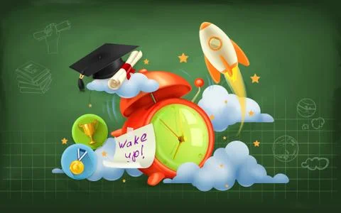 Wake up to school, vector background Stock Illustration