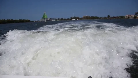 Wake of slowing yacht Stock Footage 81931657