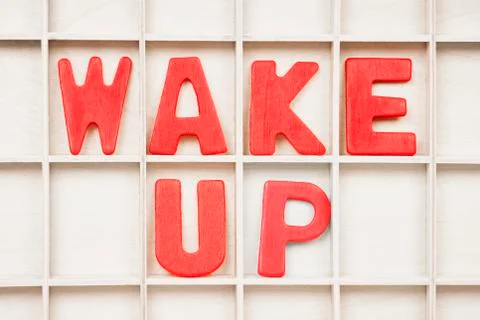 WAKE UP text Stock Photos