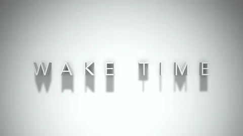 Wake time 3D title animation with shadows on a white background Stock Footage 297567120