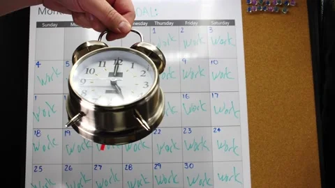 Wake up time to go to work close up on alarm clock ringing and swinging Stock Footage 206579746
