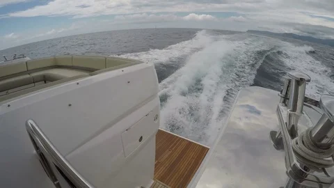 Wake of a yacht navigating Stock Footage 71827089