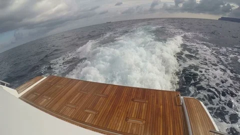 Wake of a yacht navigating Stock Footage 71835777