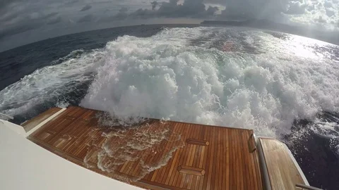 Wake of a yacht navigating slowing down Stock Footage 71835821