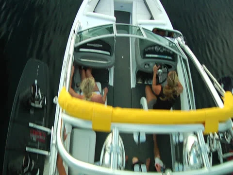 Wakeboard boat from over top Stock Footage 22984265
