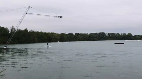 Wakeboard on the lake. Stock Footage 139348453