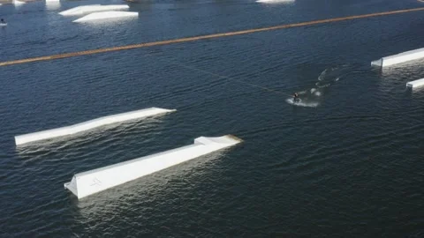 Wakeboard Ramp for High Jump at Cable Park 動画素材 165989185