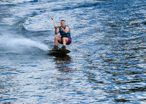 Wakeboard Rider Loading Before Jump Stock Photos