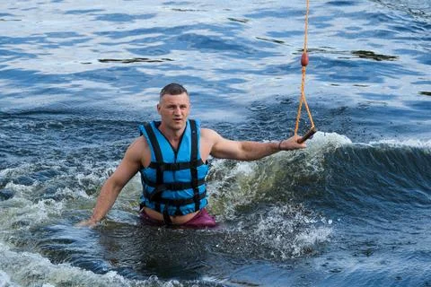 Wakeboard Rider Ready For Cable Pull Start Photos