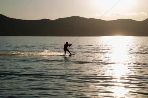Wakeboard at sunset Stock Photos