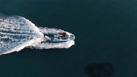 Wakeboard training from air Stock Footage 150104661