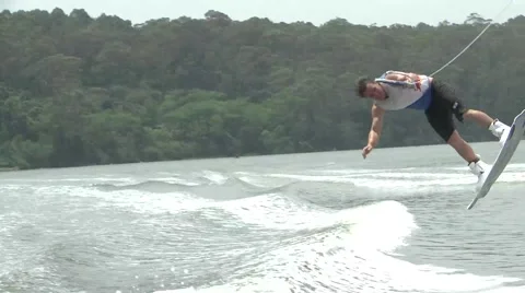 WAKEBOARD_BIG INVERTED FLIP WITH ROLL Stock Footage 46754076