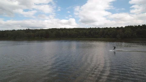 Wakeboarder on Lake Stock Footage 107614743