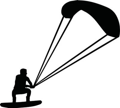 Wakeboarder with parachute Illustrazione stock