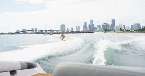 Wakeboarder in the sea during summer Stock Footage 111423819