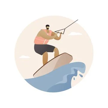 Wakeboarding abstract concept vector illustration. Stock Illustration