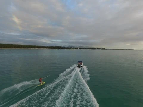 Wakeboarding at beach in Mauritius Stock-Fotos