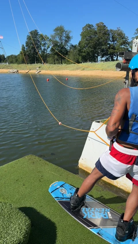 Wakeboarding Dock Start Gone Wrong, South Haven, Michigan, USA - 17 Aug 2026 Stock-Footage 343578714
