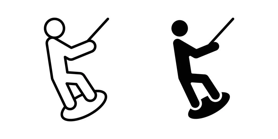 Wakeboarding icon linear versions pack on white background Illustrazione stock