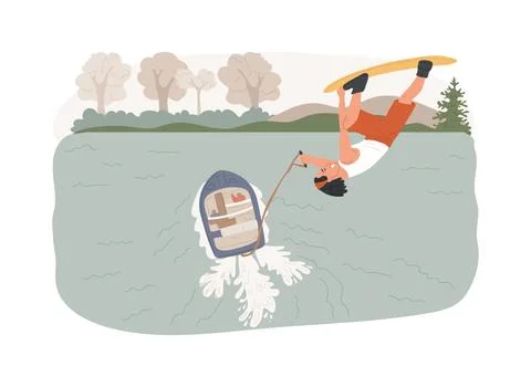 Wakeboarding isolated concept vector illustration. Stock Illustration