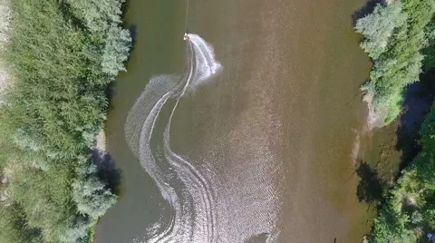 Wakeboarding on the river Stock Footage 69064244