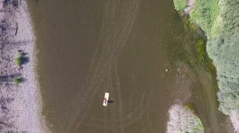 Wakeboarding on the river Stock Footage 69064972