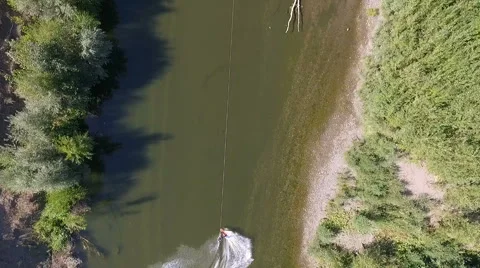 Wakeboarding on the river Stock Footage 69065486